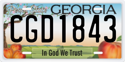 GA license plate CGD1843