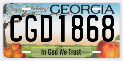 GA license plate CGD1868