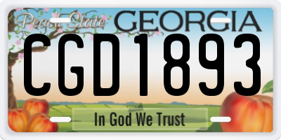 GA license plate CGD1893