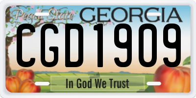 GA license plate CGD1909