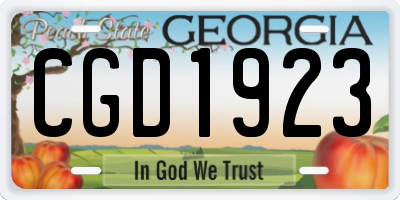 GA license plate CGD1923