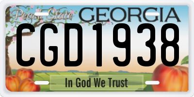 GA license plate CGD1938
