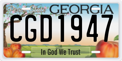 GA license plate CGD1947