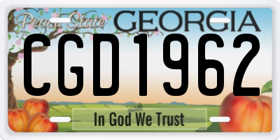 GA license plate CGD1962