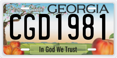 GA license plate CGD1981
