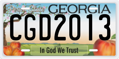 GA license plate CGD2013