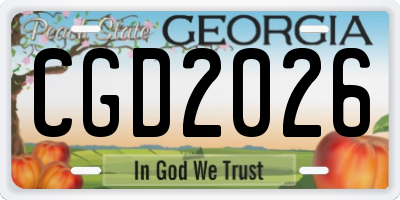 GA license plate CGD2026