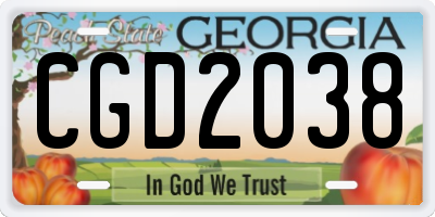 GA license plate CGD2038