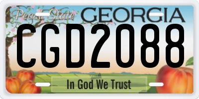 GA license plate CGD2088