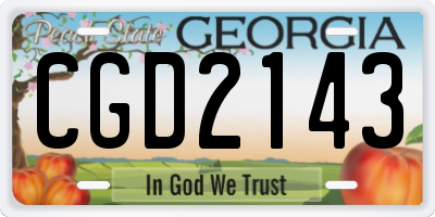 GA license plate CGD2143