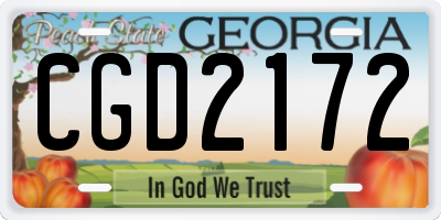 GA license plate CGD2172