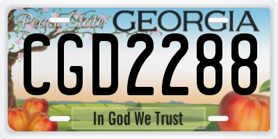 GA license plate CGD2288