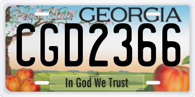 GA license plate CGD2366