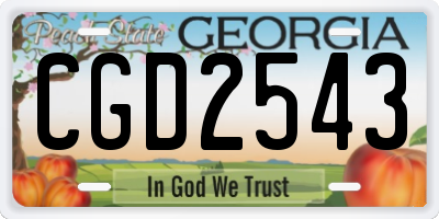 GA license plate CGD2543