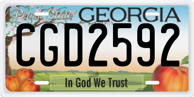 GA license plate CGD2592