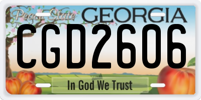 GA license plate CGD2606