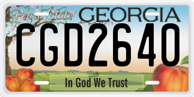 GA license plate CGD2640