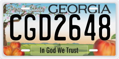 GA license plate CGD2648