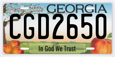 GA license plate CGD2650