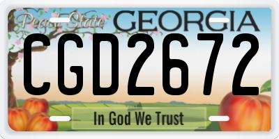 GA license plate CGD2672