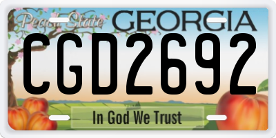 GA license plate CGD2692