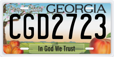 GA license plate CGD2723