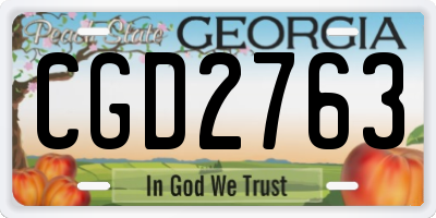 GA license plate CGD2763