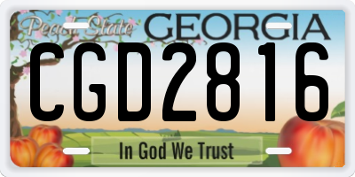 GA license plate CGD2816