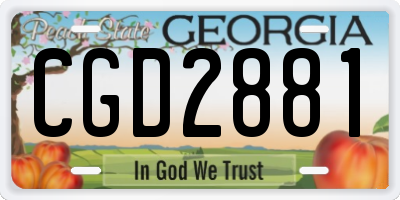 GA license plate CGD2881
