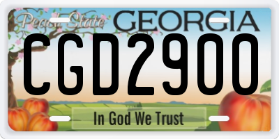 GA license plate CGD2900