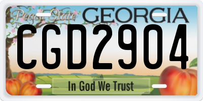 GA license plate CGD2904