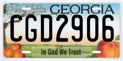 GA license plate CGD2906