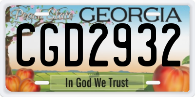 GA license plate CGD2932