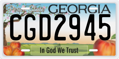 GA license plate CGD2945