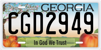 GA license plate CGD2949