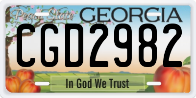 GA license plate CGD2982