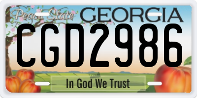 GA license plate CGD2986