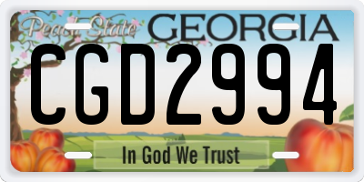 GA license plate CGD2994