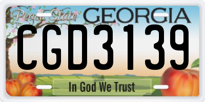 GA license plate CGD3139