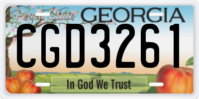 GA license plate CGD3261