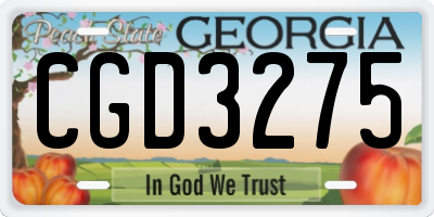 GA license plate CGD3275