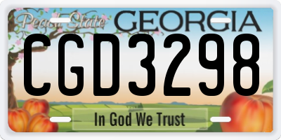 GA license plate CGD3298
