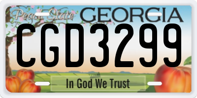 GA license plate CGD3299