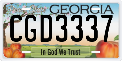 GA license plate CGD3337