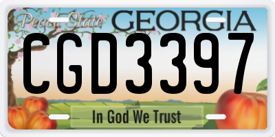 GA license plate CGD3397