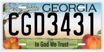 GA license plate CGD3431