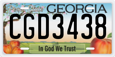 GA license plate CGD3438