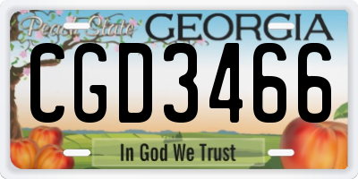 GA license plate CGD3466