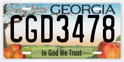 GA license plate CGD3478