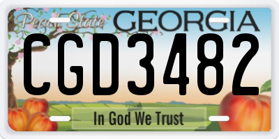 GA license plate CGD3482